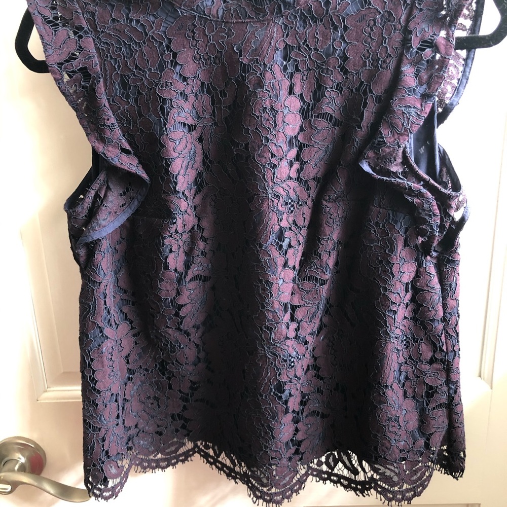 Banana Republic Purple Lace Ruffle Sleeveless S